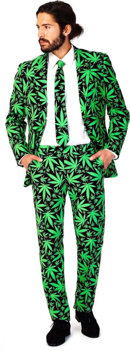 OppoSuits Cannaboss - Mannen Zomer Kostuum - Zwart - Carnaval - Maat 48
