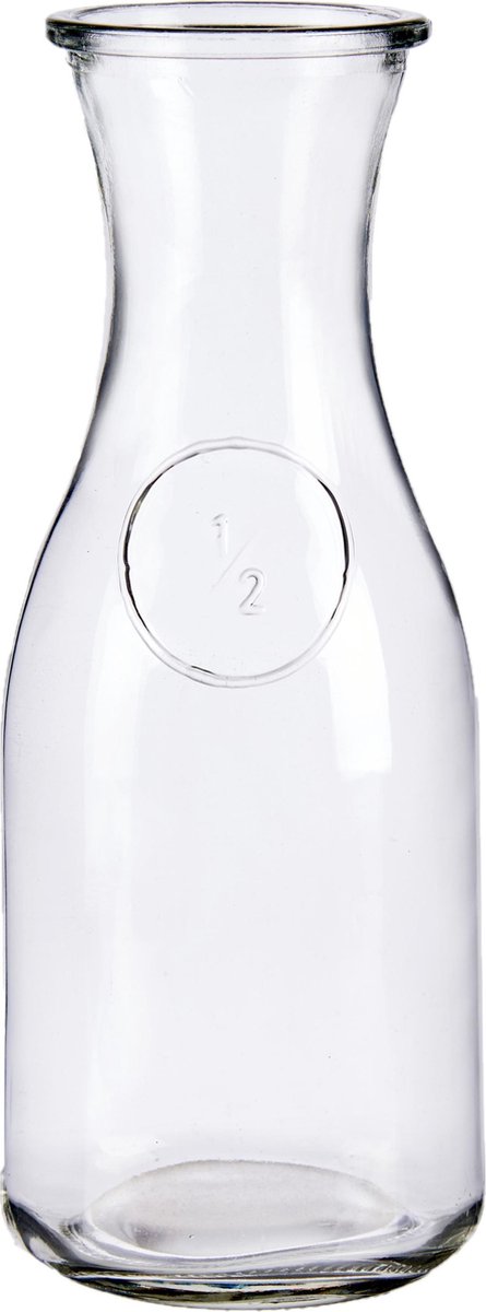 Glazen wijn/water karaf 500 ml 8 x 20 cm - Karaffen 0.5 liter - Waterkannen/sapkannen