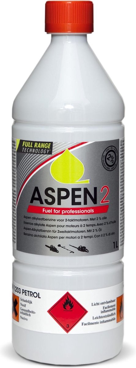 Aspen 2 FRT a 1 liter schone alkylaatbenzine voor tweetaktmotoren