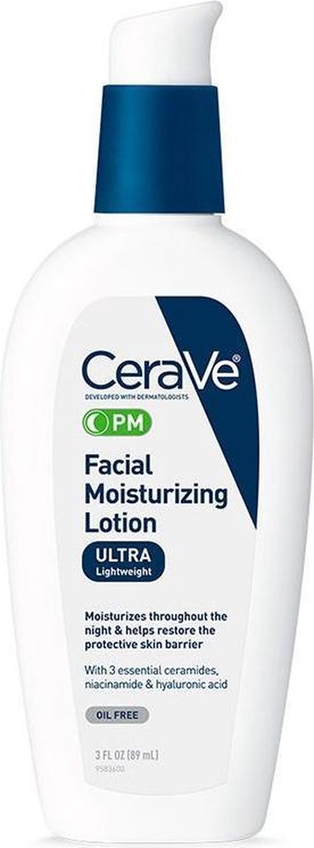 CeraVe PM Hydraterende gezichtslotion | Nachtcrème met hyaluronzuur en niacinamide | Ultralichte