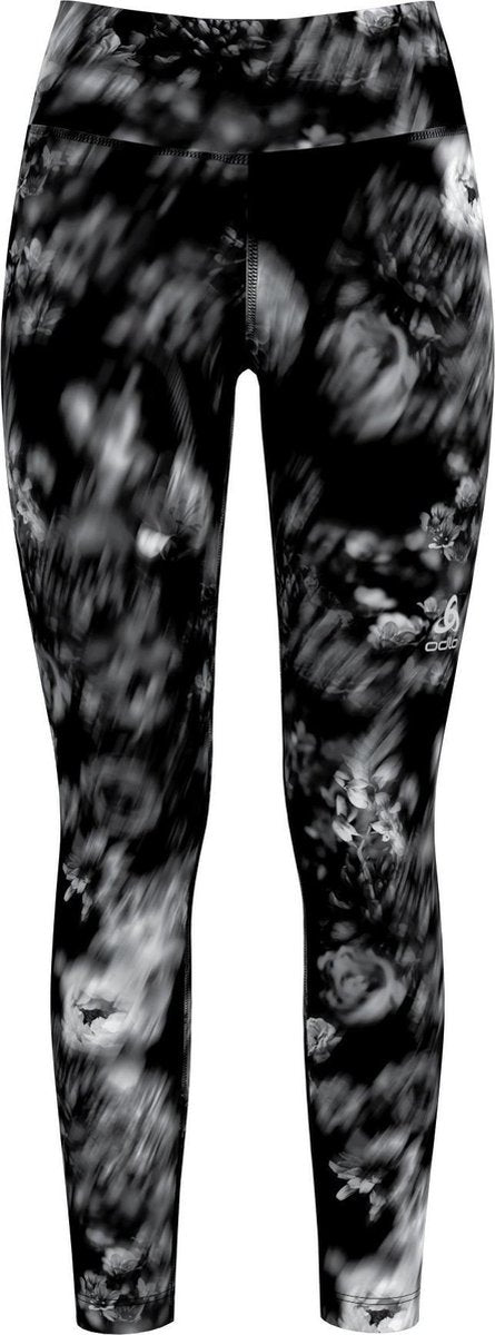 Odlo Bl Bottom Long Element Light Aop Dames Sportbroek - Black-Flower Print - Maat S