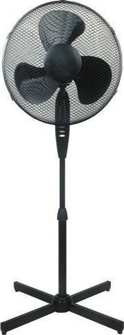 Statiefventilator Zwart - Ventilator staand - 16 inch/40 cm diameter - in hoogte instelbaar - 50W – 3 standen