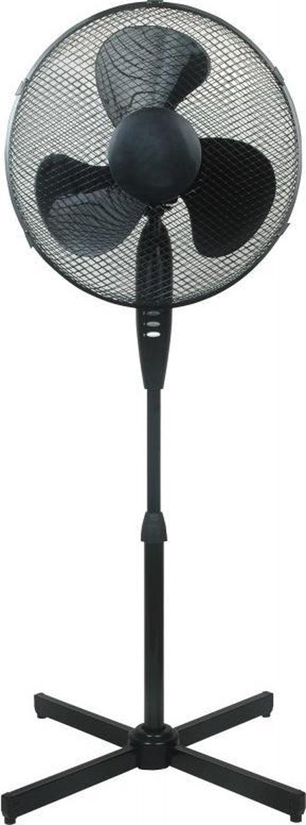 Statiefventilator Zwart - Ventilator staand - 16 inch/40 cm diameter - in hoogte instelbaar - 50W – 3 standen