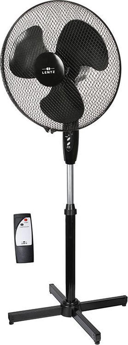 Lentz 80044 - Statiefventilator - Ø 40cm - zwart - inclusief afstandsbediening en timer