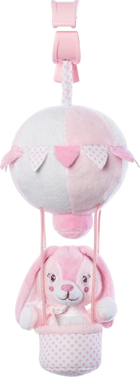 Saro Hangfiguur Heteluchtballon Met Rammelaar Konijn Roze