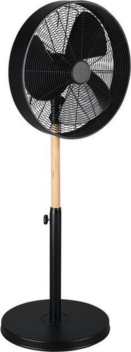 Viking Vloerventilator zwart metaal / hout verstelbaar - Industrieel - Trio - 2 jaar garantie