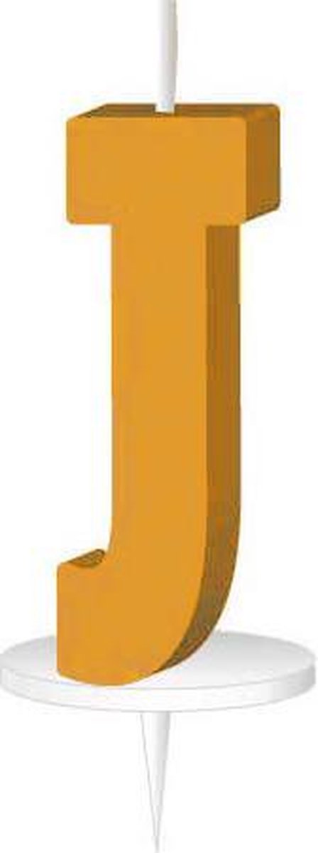 Haza Original Letterkaars ''j'' Met Houder 4 Cm Wax Oranje