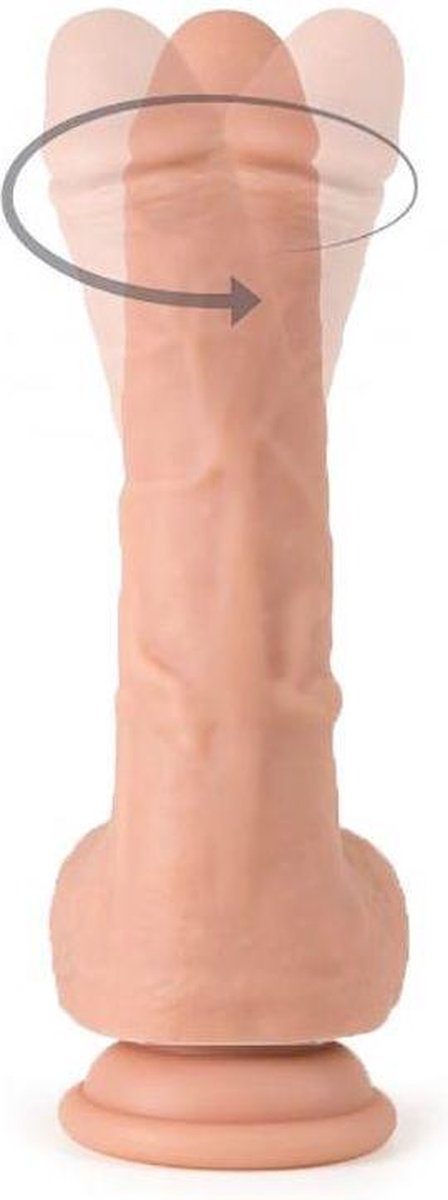 Virgite roterende vibrerende dildo van 19 cm met afstandsbediening - beige