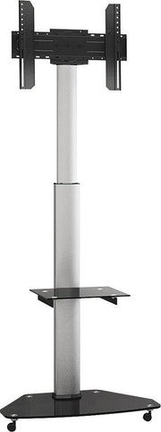 My Wall premium verrijdbare vloerstandaard met plank voor schermen tot 70 inch / zwart/zilver