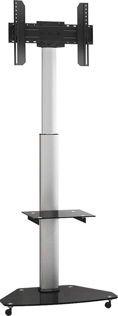 My Wall premium verrijdbare vloerstandaard met plank voor schermen tot 70 inch / zwart/zilver