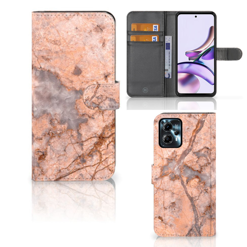 Motorola Moto G13 | G23 | Bookcase | Marmer Oranje