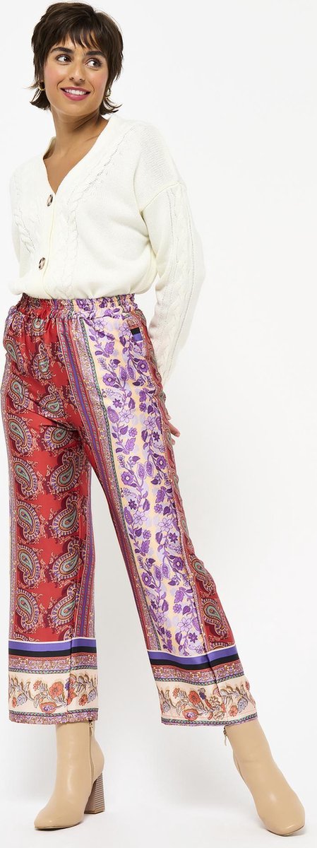 Wijde broek met paisleyprint - Oranje