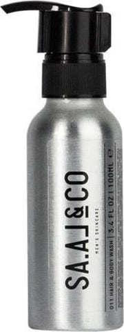 SA.AL&CO 011 Hair & Body Wash Travel - Douchegel Mannen – voor Lichaam & Haar - Geur Munt – Gevoelige Huid – Travelsize 2 x 100ML