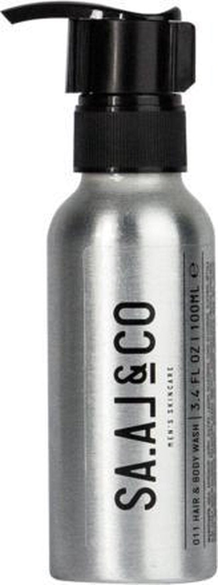 SA.AL&CO 011 Hair & Body Wash Travel - Douchegel Mannen – voor Lichaam & Haar - Geur Munt – Gevoelige Huid – Travelsize 2 x 100ML