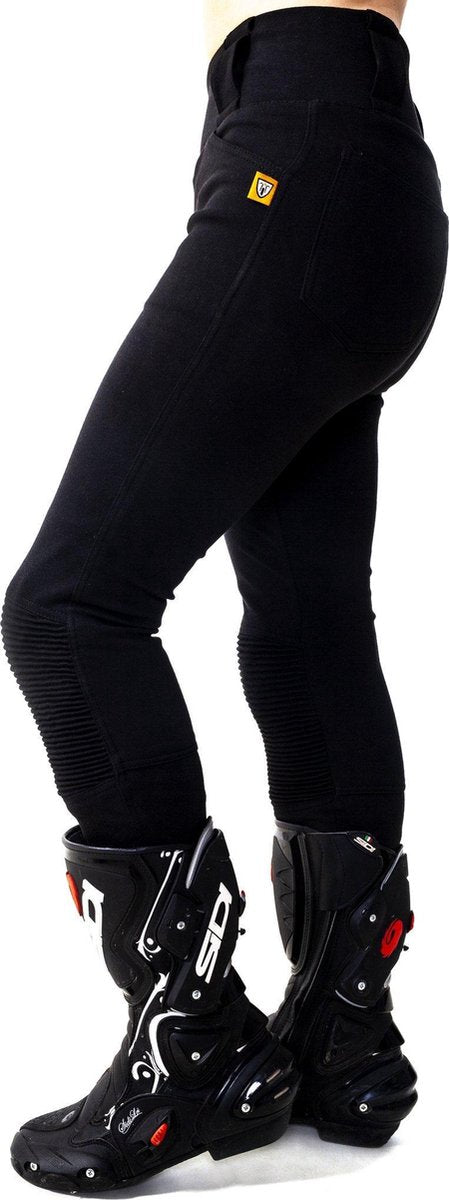 Motogirl Ribbed knee motorlegging AA-keur Level 2 dames motorbroek - zwart - Maat 32 Lang