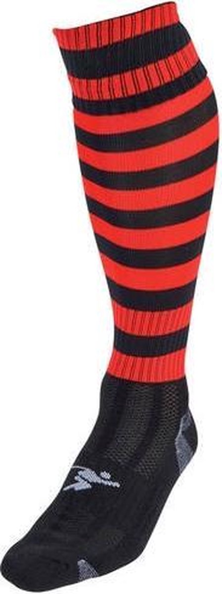 Precision Voetbalsokken Hooped Junior Nylon Zwart/rood Maat 35-39
