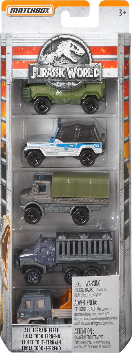 Matchbox Jurassic World Movie Set Met 5 Auto's