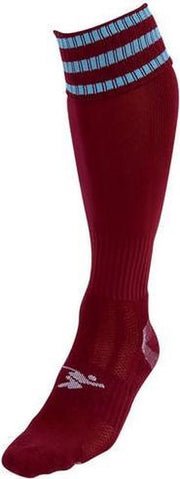 Precision Voetbalsokken Pro Nylon Junior Donkerrood/lichtblauw Maat 30-34