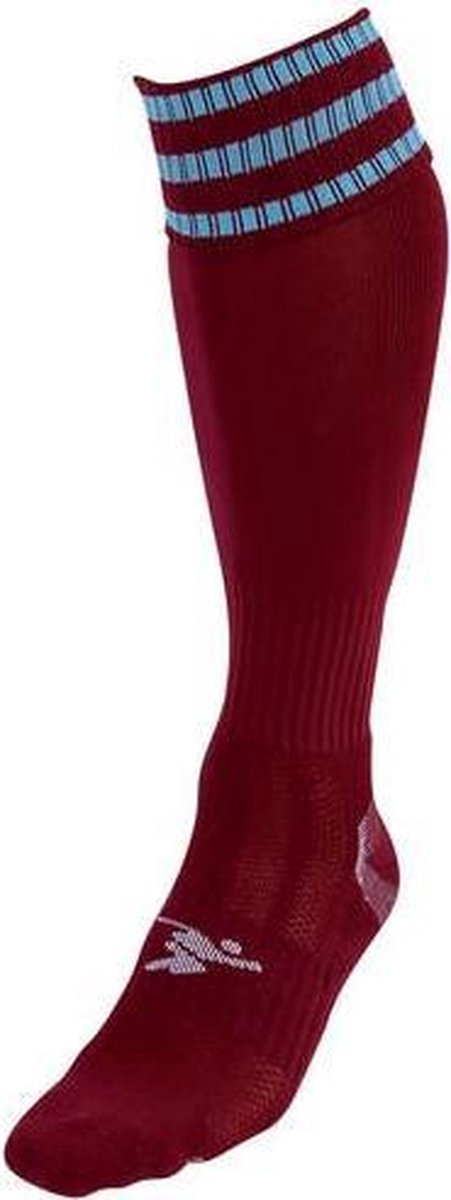 Precision Voetbalsokken Pro Nylon Junior Donkerrood/lichtblauw Maat 30-34