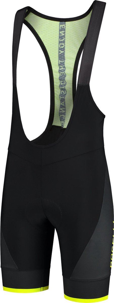 Rogelli Wielerbroek met Bretels Fuse - Zwart/Fluor - Maat L