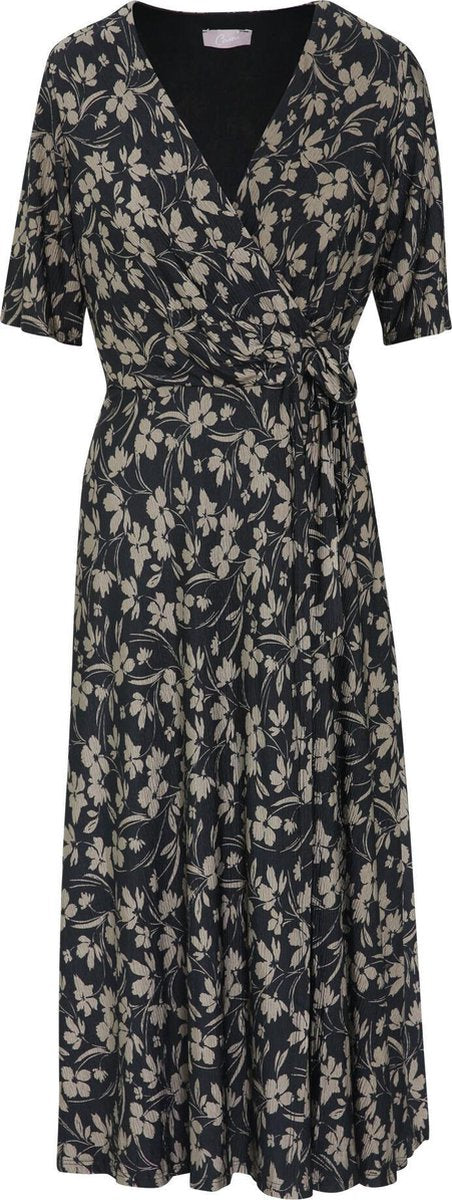 Cassis - Lange jurk met bloemenprint - Kaki