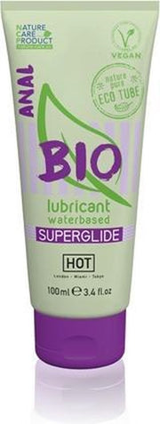 HOT BIO Superglide Anal Waterbasis Glijmiddel - 100 ml | Waterbasis | Vrouwen | Mannen | Smaak | Condooms | Massage | Olie | Condooms |  Pjur | Anaal | Siliconen | Erotische | Easyglide