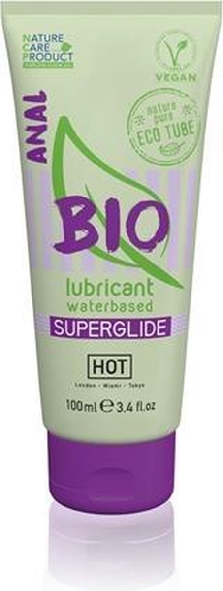 HOT BIO Superglide Anal Waterbasis Glijmiddel - 100 ml | Waterbasis | Vrouwen | Mannen | Smaak | Condooms | Massage | Olie | Condooms |  Pjur | Anaal | Siliconen | Erotische | Easyglide