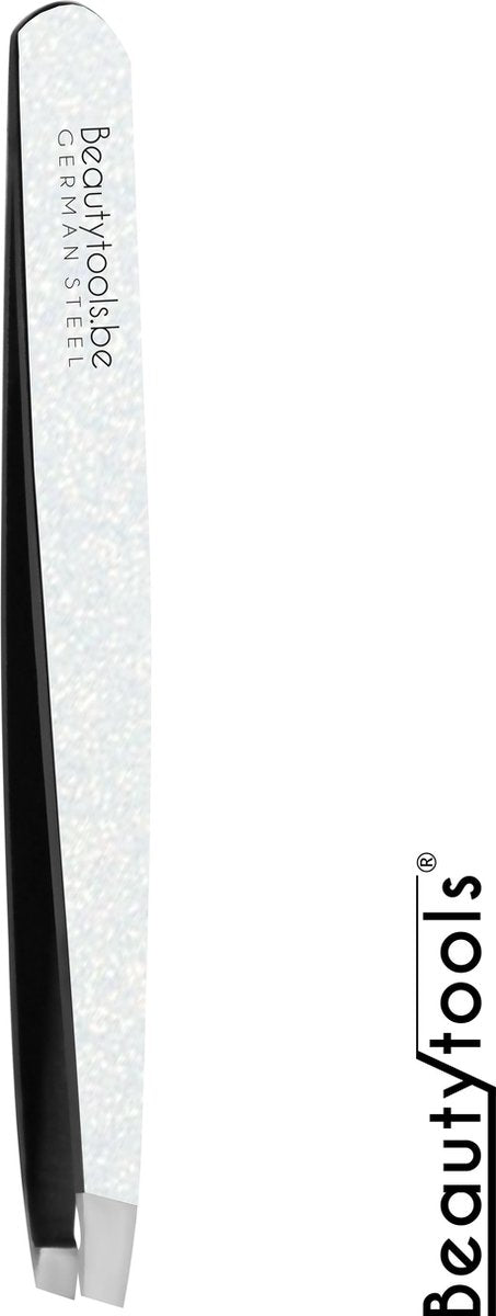 Beautytools Professional Slant Line Epileer Pincet/ Tweezer Voor Wenkbrauwen: Silver Sparkle - Schuine Punt - (BT-1970)