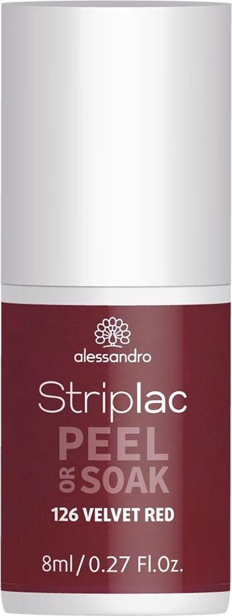 alessandro Striplac Peel or Soak Velvet Red nagel gel coat 8 ml Rood