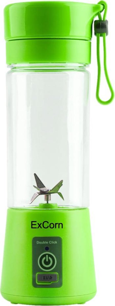 ExCorn 2 in 1 Smoothie Maker – Blender To Go – Draagbare Blender – Portable Blender – Draadloos – USB Oplaadbaar – Blender Smoothie – 380 ml - Mini Blender
