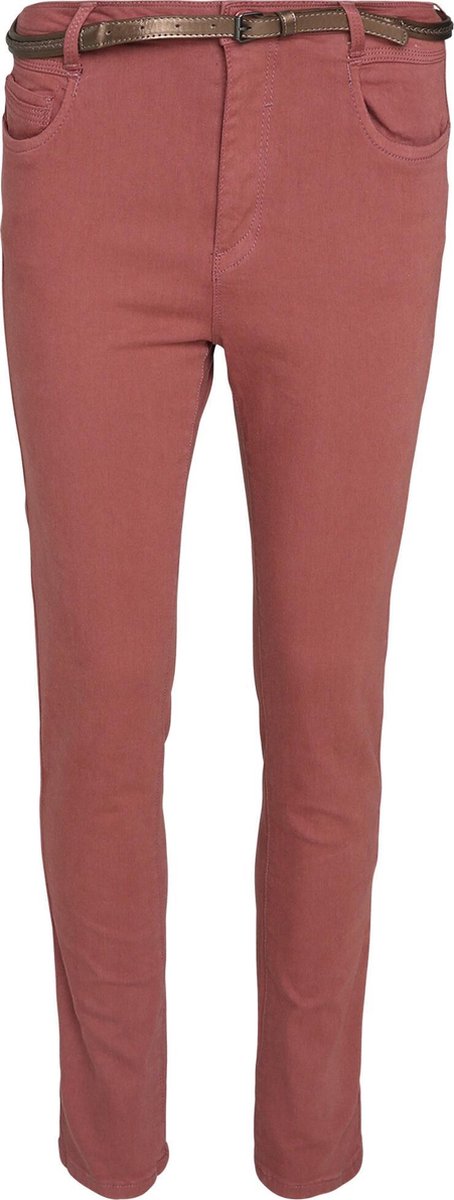 Cassis - Slim broek en riem in kunstleer - Oudroze