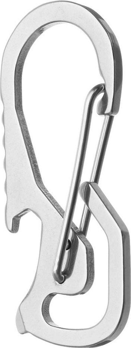 Karabijnhaak / sleutelhanger met fles opener - Zilver