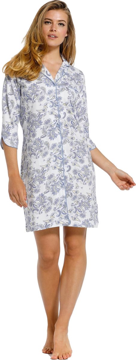 Dames doorknoop nachthemd Pastunette 10211-110-6 - Wit - 50