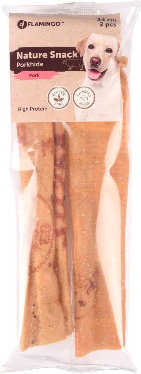 Flamingo hondensnack Nature snack varkensrol 24cm 2stuks