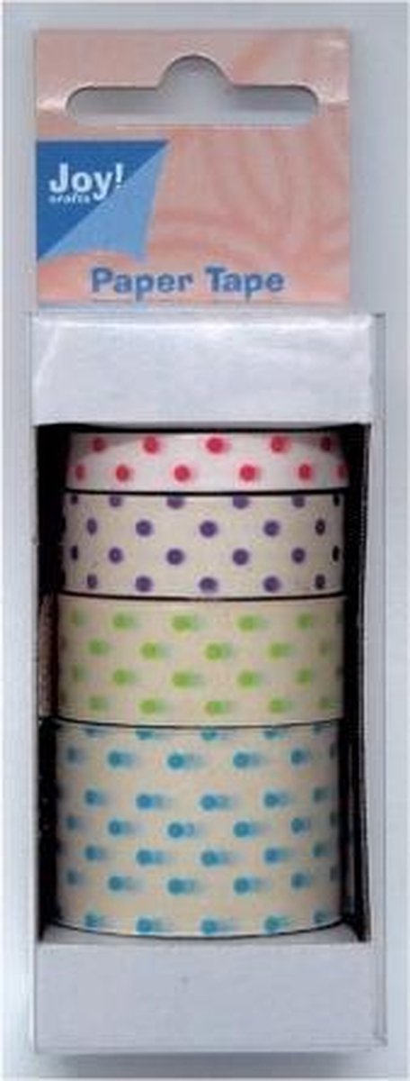 Joy!Crafts • Paper tape 7-12-15-25mm x5m / Papier plakband gestippeld in de kleuren blauw