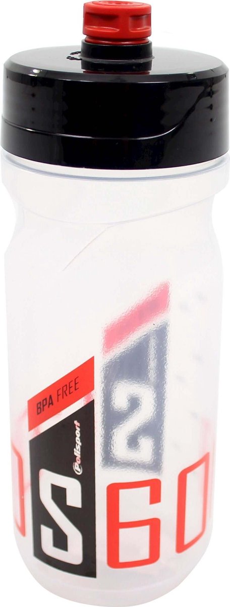 Bidon Polisport S600 met schroefdop - 600 ml - transparant/zwart/rood