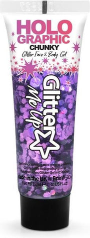 Holografische chunky glitter gel 12 ml Ultra Violet