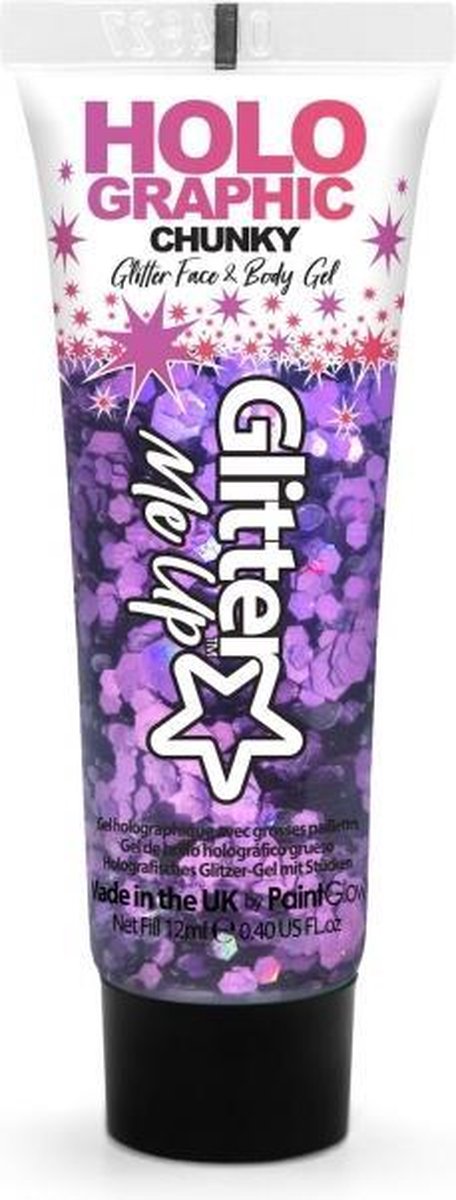 Holografische chunky glitter gel 12 ml Ultra Violet