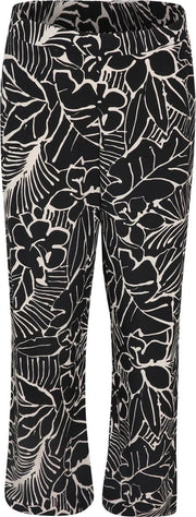 Cassis - Soepele broek met tropische print - Zwart