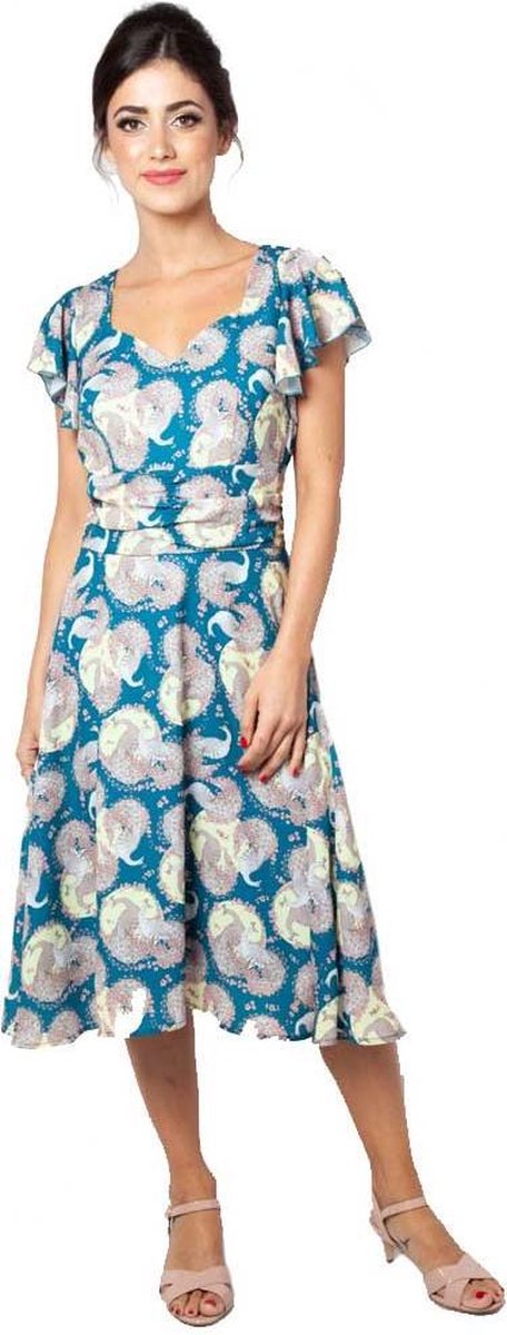 Voodoo Vixen Lange jurk -M- Lucy pauw Blauw
