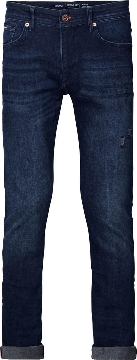 Petrol Industries - Heren Seaham Ripped and Repear - Donker blauw - Maat 32