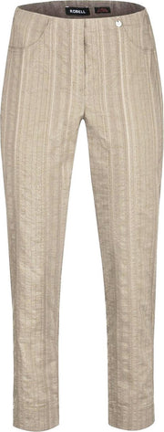 Robell - Bella 09 - 7/8 Structuur Streep - Licht Beige - EU52