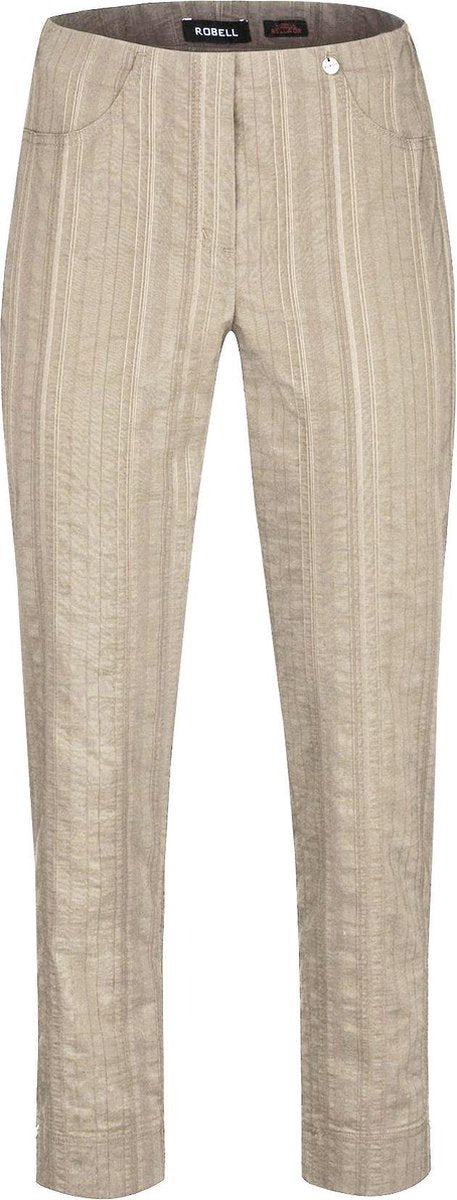 Robell - Bella 09 - 7/8 Structuur Streep - Licht Beige - EU52