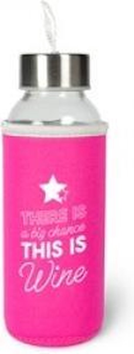 Verjaardag - Waterfles - There is a big chance this is wine - In cadeauverpakking met gekleurd lint