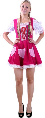 Kort Dirndl Tiroler jurkje Heidi roze - maat 34 XS - jurk Oktoberfest Tirol bierfeest