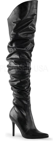 Classique-3011 hoge overknee scrunch laars met puntige neus en stiletto hak zwart - (EU 39 = US 9) - Pleaser