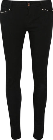 Cassis - Slim broek met zilverkleurige details - Zwart