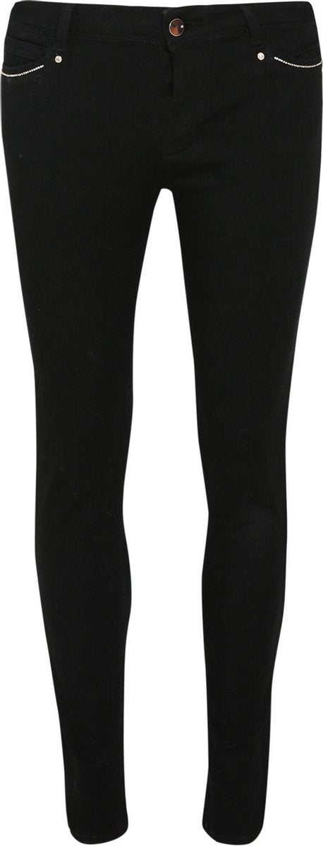 Cassis - Slim broek met zilverkleurige details - Zwart