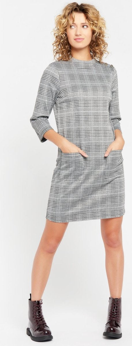 Mini jurk met ruit - Grijs