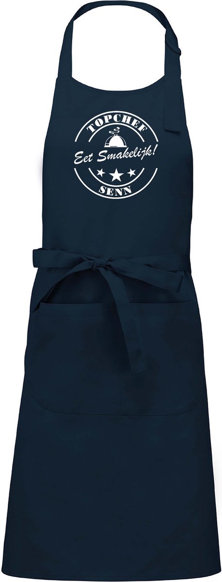 Mijncadeautje Schort - Top Chef Eetsmakelijk- met voornaam - mooie en exclusieve keukenschort - blauw